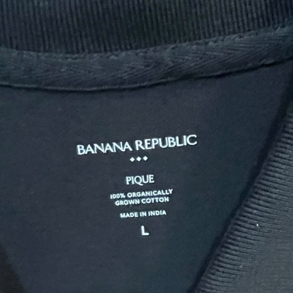 NWT Banana Republic Men’s Short Sleeve Black Collared Polo Shirt - Size Large - Picture 4 of 6